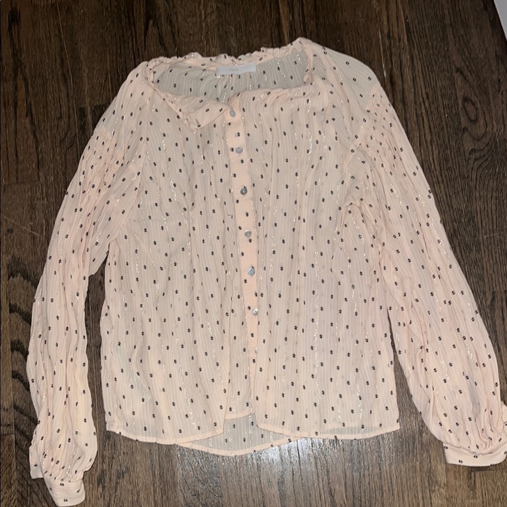 Mango Polka Dot Womens Blouse - Cream